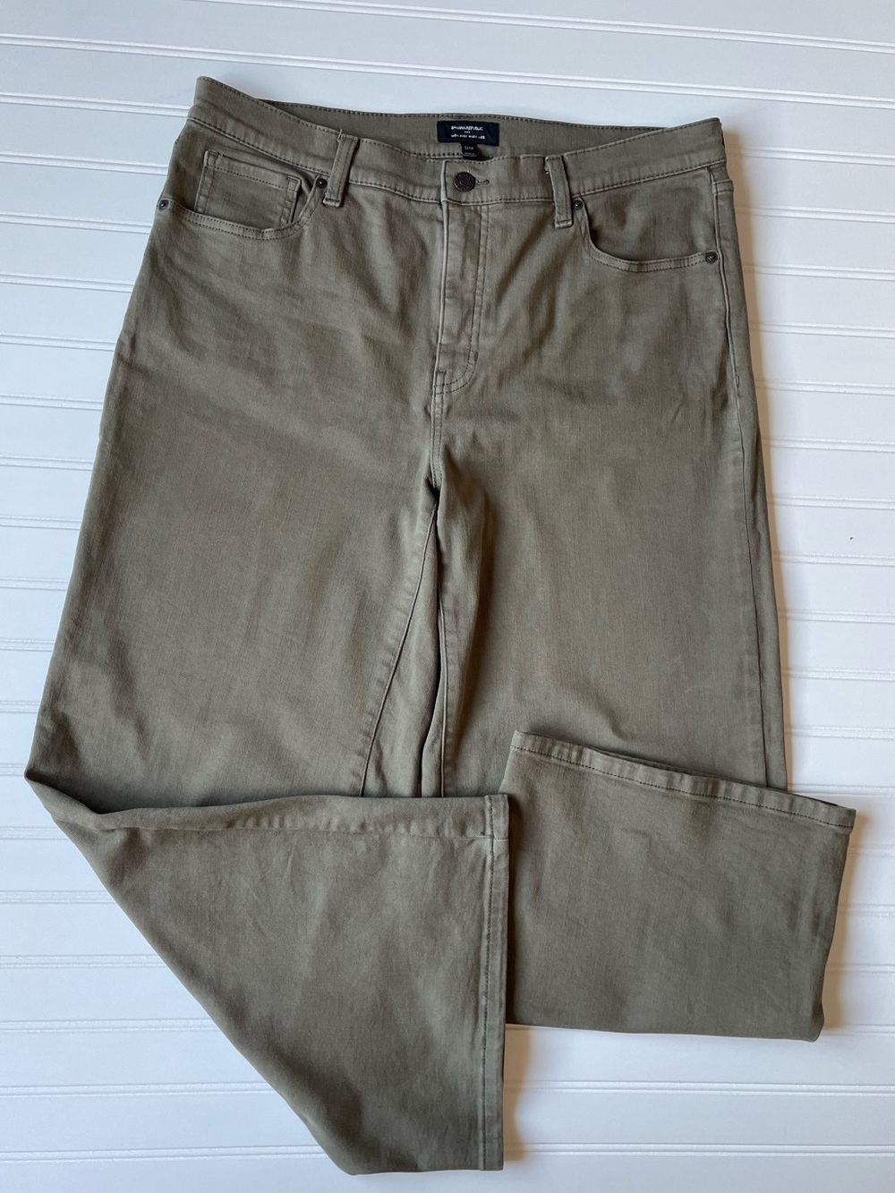 Banana Republic Military Green High Rise Wide Leg Khaki Stretch Jeans Size 32 14 - Picture 8 of 10